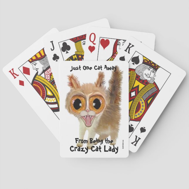 Eine Katze weg von der verrückten Katzen-Lady Spielkarten (Rückseite)