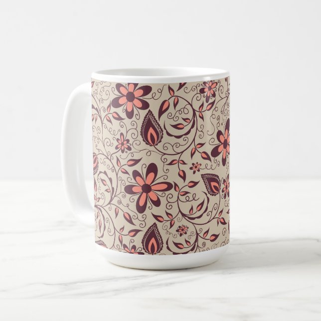 Eine Keramiktasse mit beigem Hintergrund  Kaffeetasse (Vorderseite Links)