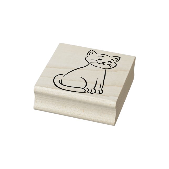 Eine kitschige Katze Wood Art Briefmarke Gummistempel (Stempel)