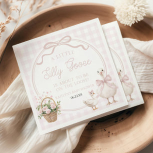 Eine kleine alberne Gans rosa Blumen-Schleife Baby Serviette