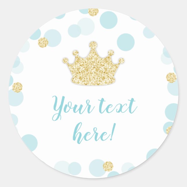 Eine kleine Aufkleber Prinz-Babyparty im blauen (Vorderseite)