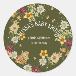 Eine kleine Babydusche für Wildblumen Runder Aufkleber