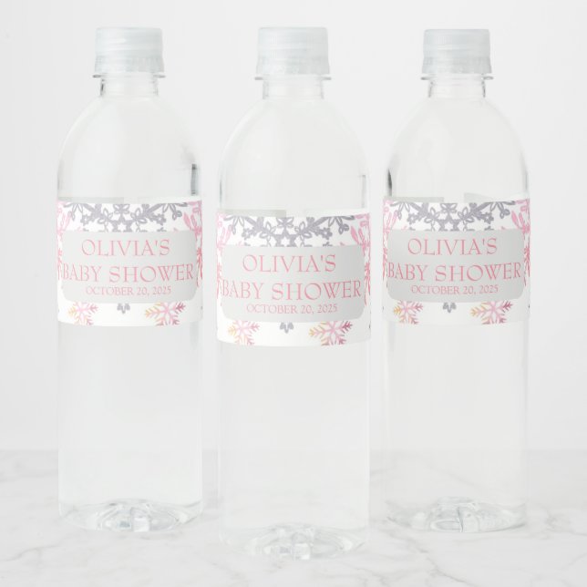 Eine kleine Babydusche mit Schneeflocken (Flaschen)