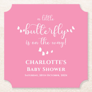 Eine kleine Babyparty-Schmetterling ist auf dem We Untersetzer