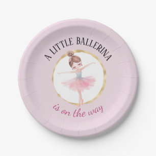 Eine kleine Ballerina ist auf dem Weg Baby Shower Pappteller