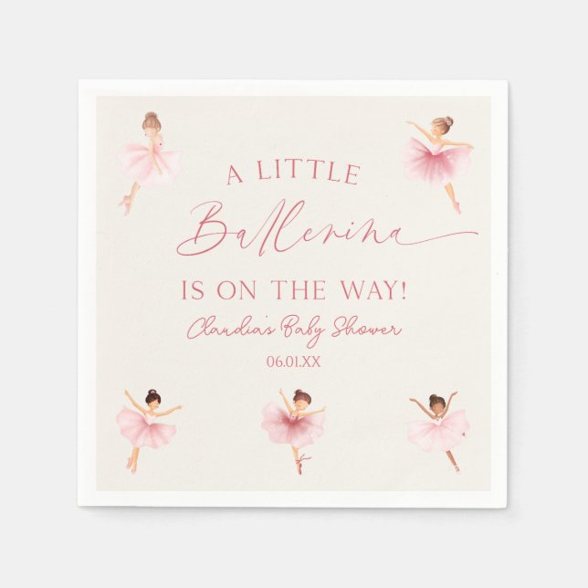 Eine kleine Ballerina Pink Ballett Babydusche Serviette (Vorderseite)