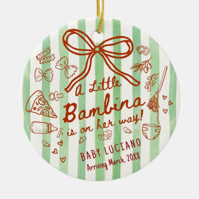 Eine kleine Bambina kommt bald Keramik Ornament (Vorne)
