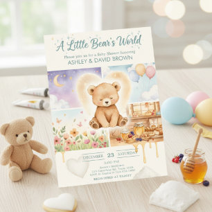 Eine kleine Bärs Teddybär neutrale Babyparty Einladung