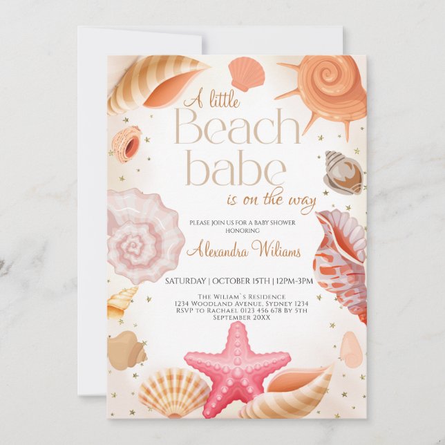 Eine kleine Beach-Babe-Babydusche-Party Einladung (Vorderseite)