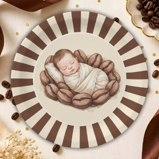 Eine kleine Bohne braut Kaffee Baby Shower Pappteller