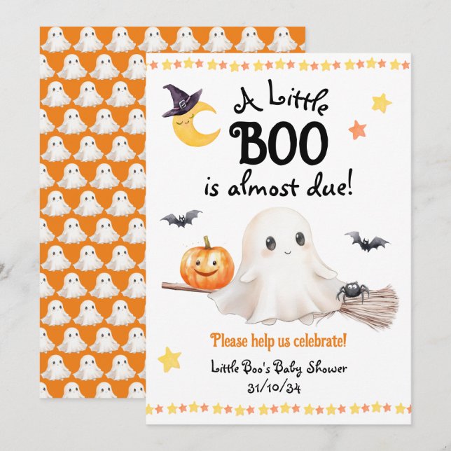 Eine kleine Boo-Baby-Dusche Halloween Einladung (Vorne/Hinten)
