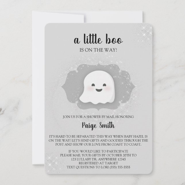 Eine kleine Boo-Babydusche per Mail Einladung (Vorderseite)
