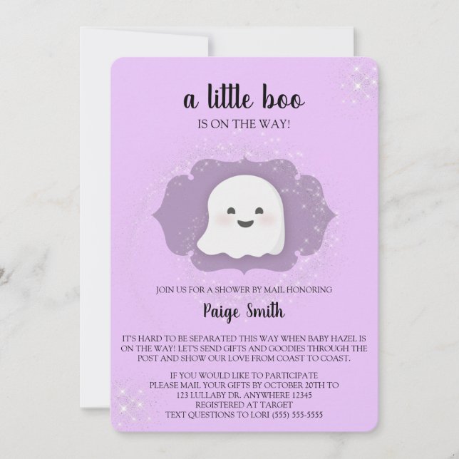 Eine kleine Boo-Babydusche per Mail Einladung (Vorderseite)