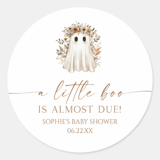 Eine kleine Boo Boho Ghost Wildblume Kinderdusche Runder Aufkleber (Vorderseite)
