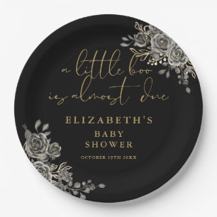 Eine kleine Boo Gothic Floral Babyparty Pappteller
