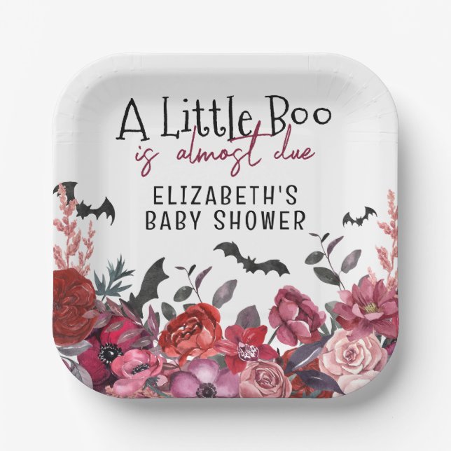 Eine kleine Boo Halloween-Blume Kinderdusche Pappteller (Vorderseite)