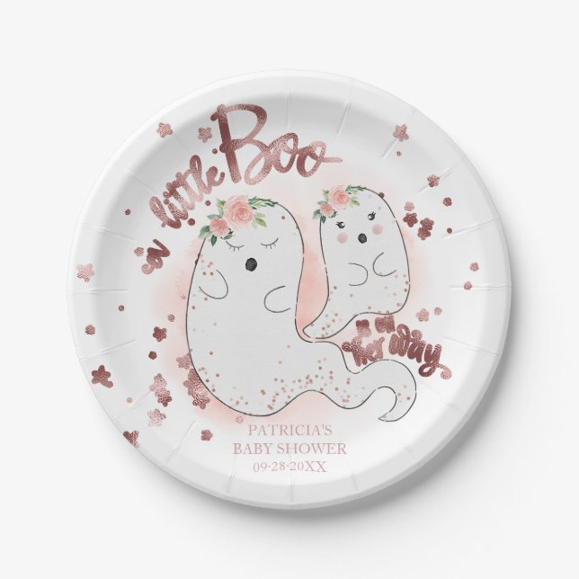 Eine kleine Boo Niedliche Halloween-Girl-Babydusch Pappteller (Vorderseite)