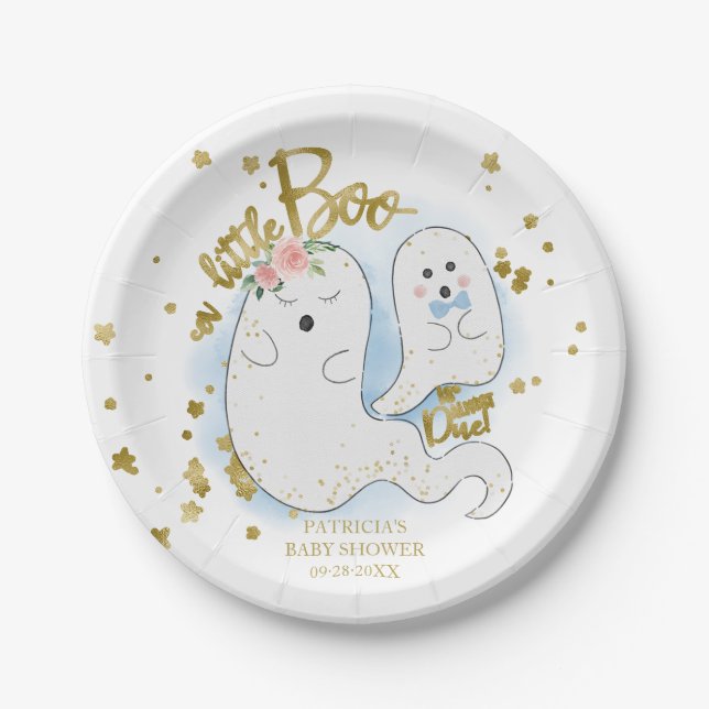 Eine kleine Boo Niedliche Halloween-Kinderdusche Pappteller (Vorderseite)