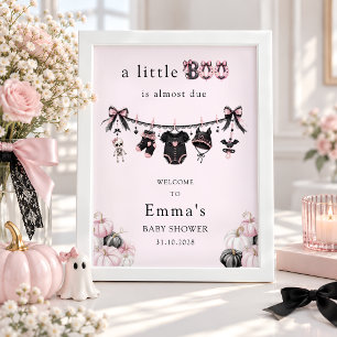 Eine kleine Boo Pink Halloween Babyparty Begrüßung Poster