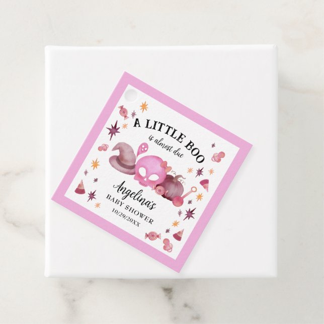 Eine kleine Boo Pink Halloween Kinderdusche Geschenkanhänger (Beispiel)