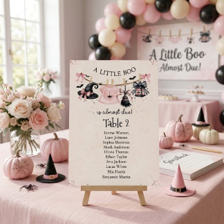 Eine kleine Boo rosa Schleife Halloween-Party Baby Tischnummer