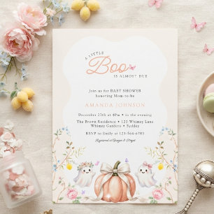 Eine kleine Boo süße rosa Oktober-Babyparty Einladung