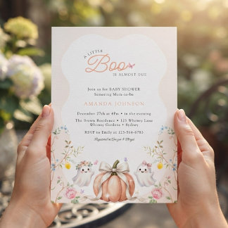 Eine kleine Boo süße rosa Oktober-Babyparty  Einladung