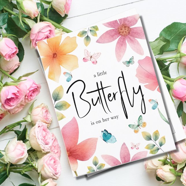 Eine kleine Butterfly-Babydusche Einladungspostkarte (Von Creator hochgeladen)