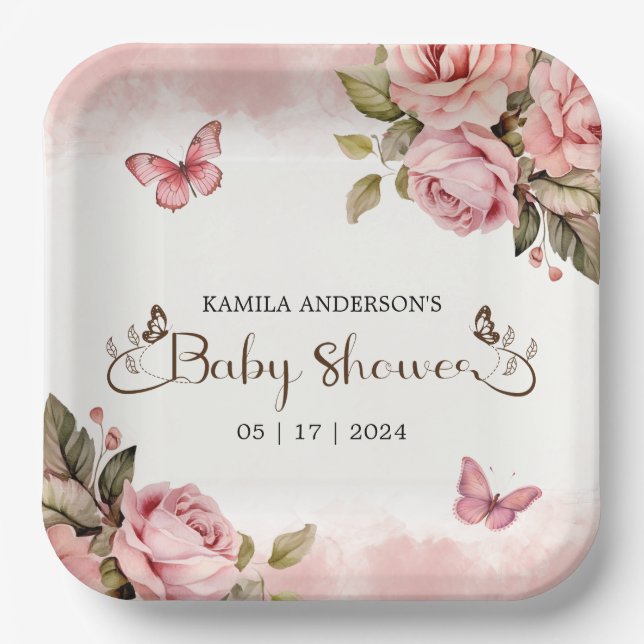 Eine kleine Butterfly-Babydusche Pappteller (Vorderseite)