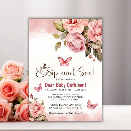 Eine kleine Butterfly-Blumen-Baby-Dusche und sehen Einladung