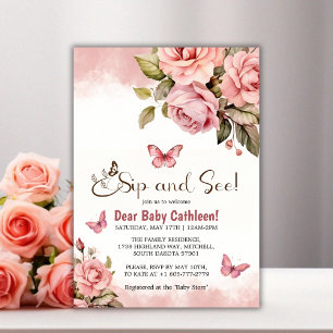 Eine kleine Butterfly-Blumen-Baby-Dusche und sehen Einladung