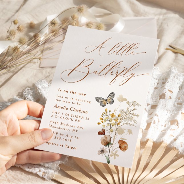 Eine kleine Butterfly Elegante Wildblume Babydusch Einladung (Von Creator hochgeladen)