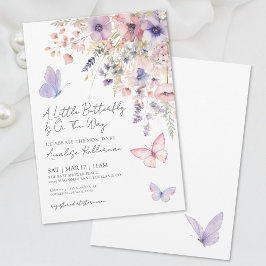 Eine kleine Butterfly-Wildblume Kinderdusche Einladung