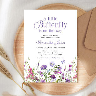 Eine kleine Butterfly-Wildblumen-Baby-Party Einladung
