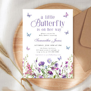 Eine kleine Butterfly-Wildblumen-Baby-Party Einladung