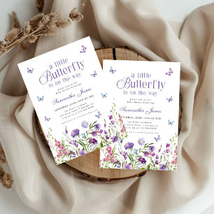 Eine kleine Butterfly-Wildblumen-Baby-Party Einladung