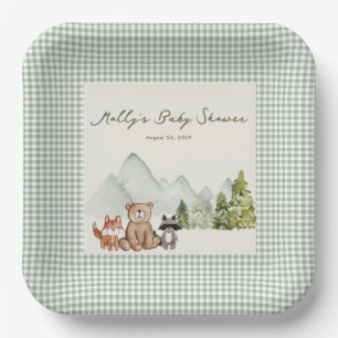 Eine kleine Camper-Wald-Babyparty Pappteller