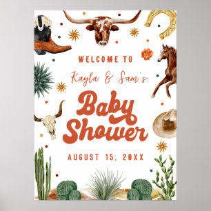 Eine kleine Cowboy-Baby-Party Begrüßung Poster