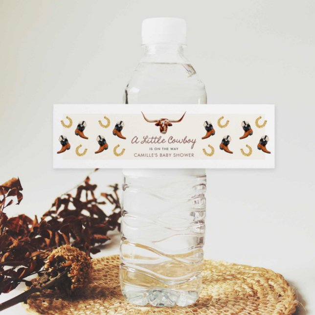 Eine kleine Cowboy-Babydusche (Western Cowboy baby shower water bottle labels)