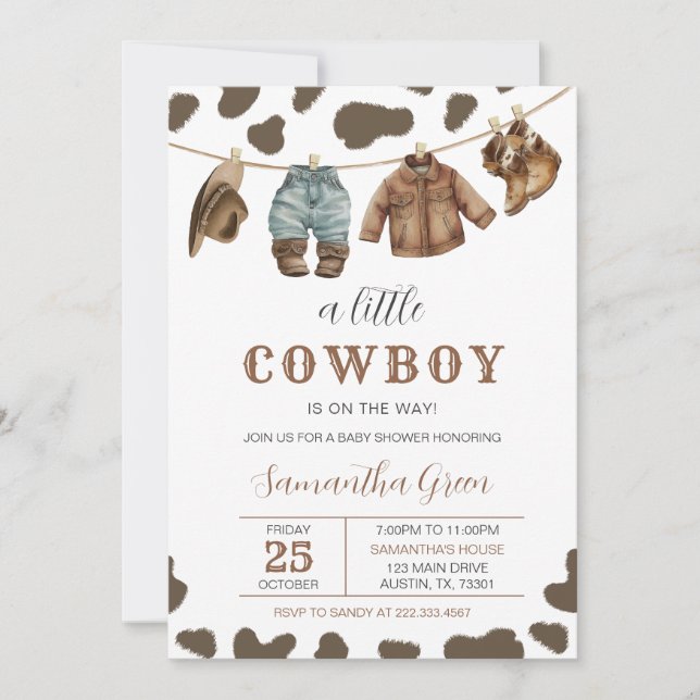 Eine kleine Cowboy-Babydusche Einladung (Vorderseite)