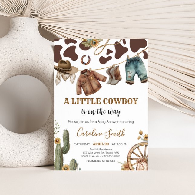 Eine kleine Cowboy-Babydusche Einladung (A Little Cowboy Rodeo Baby Shower Invitation)