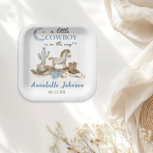 Eine kleine Cowboy-Babyparty für Jungen Pappteller