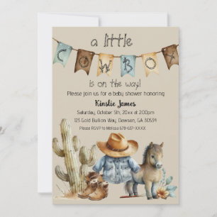 Eine kleine Cowboy ist auf dem Weg Baby Shower Ein Einladung
