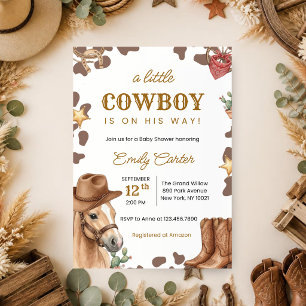 Eine kleine Cowboy ist auf dem Weg Baby Shower Einladung