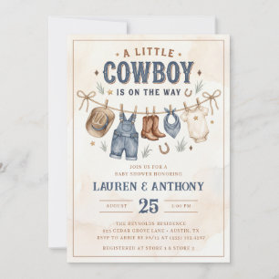 Eine kleine Cowboy ist auf dem Weg Junge Baby-Part Einladung