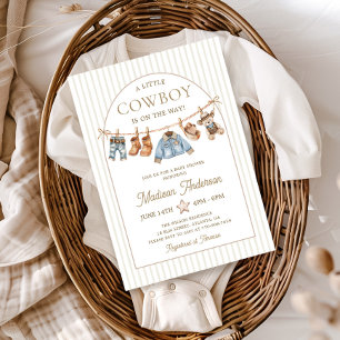 Eine kleine Cowboy-Wäscheleine-Baby-Shower-Einladu Einladung