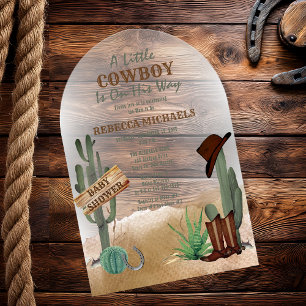 Eine kleine Cowboy-Western-Junge-Baby-Shower-Einla Acryleinladungen