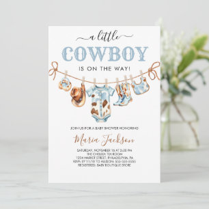 Eine kleine Cowboy-Wild-West-Blau-Cowboy-Baby-Part Einladung