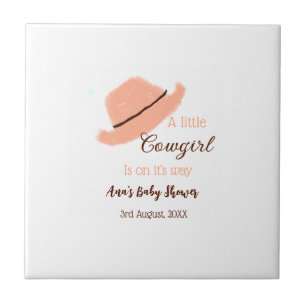 Eine kleine Cowgirl ist auf dem Weg orange Babypar Fliese
