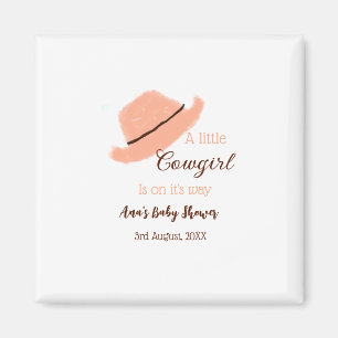 Eine kleine Cowgirl ist auf dem Weg zur orangen Ba Magnet